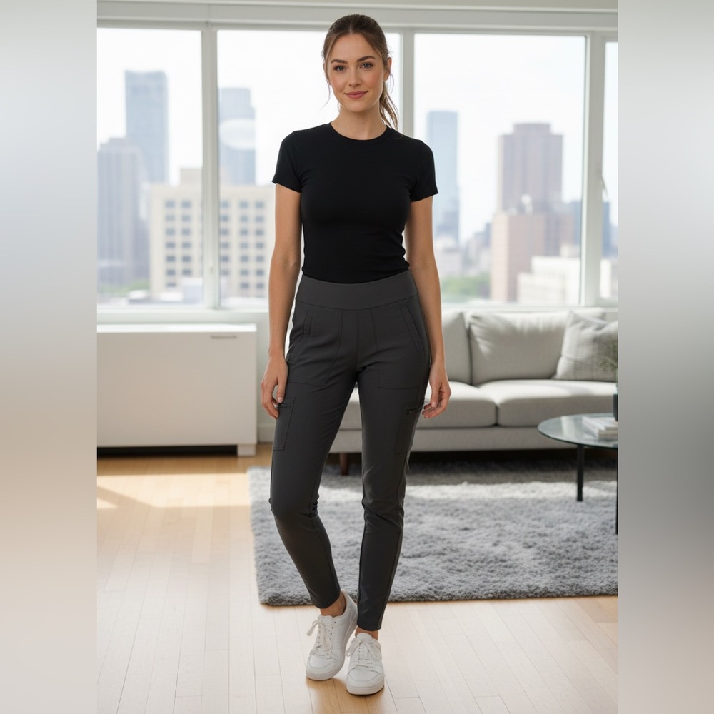 Athleta Slim High-Rise Hybrid Cargo Skinny Pants Black Size 4